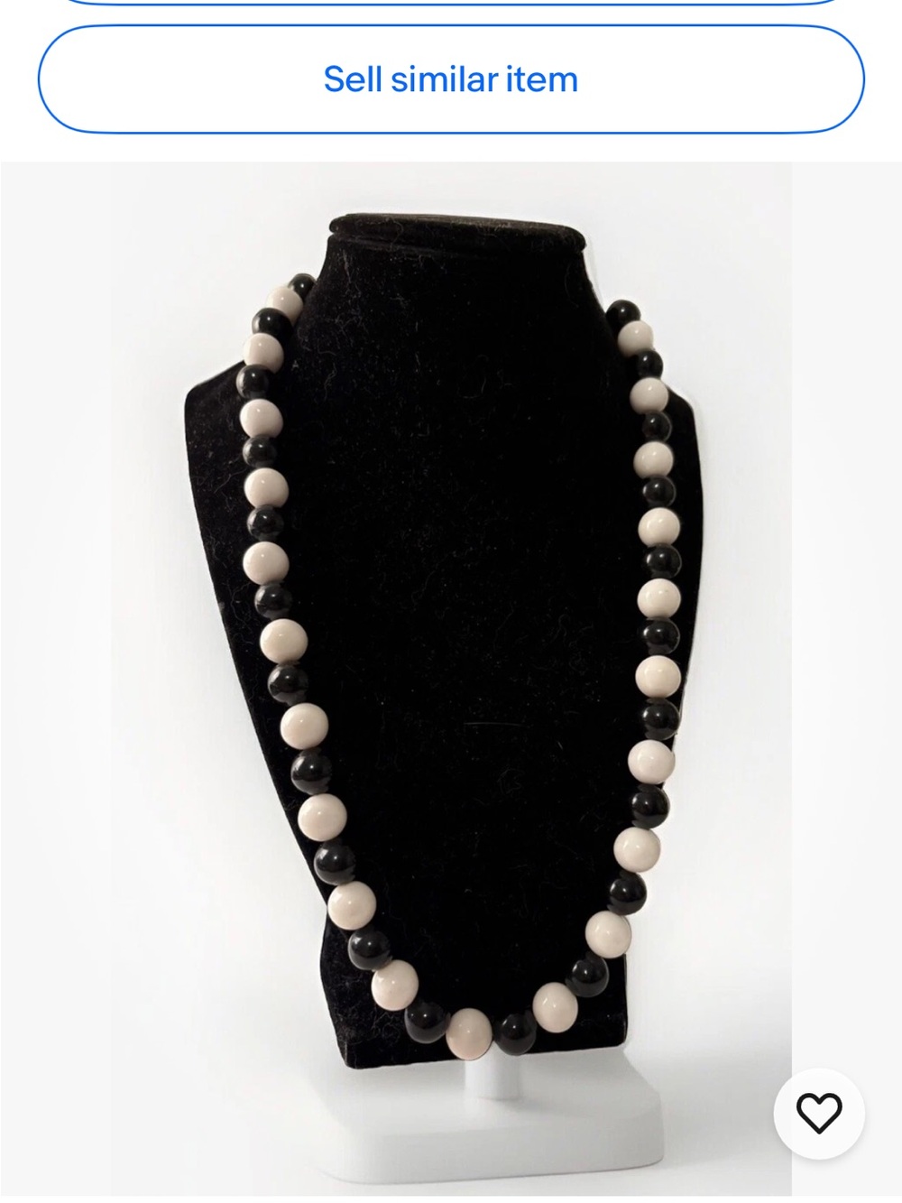 Vintage Black and White Bead Necklace-11” L